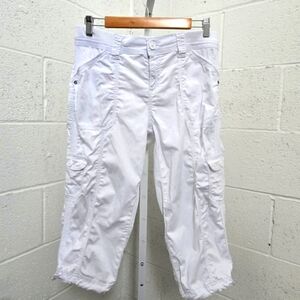 Style & Co. Women's Cargo Capri Pants 14P White Petite Summer Basic Capsule EUC
